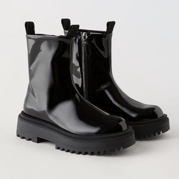 Zara Other - Zara Kids Black Patent Leather Ankle Boots